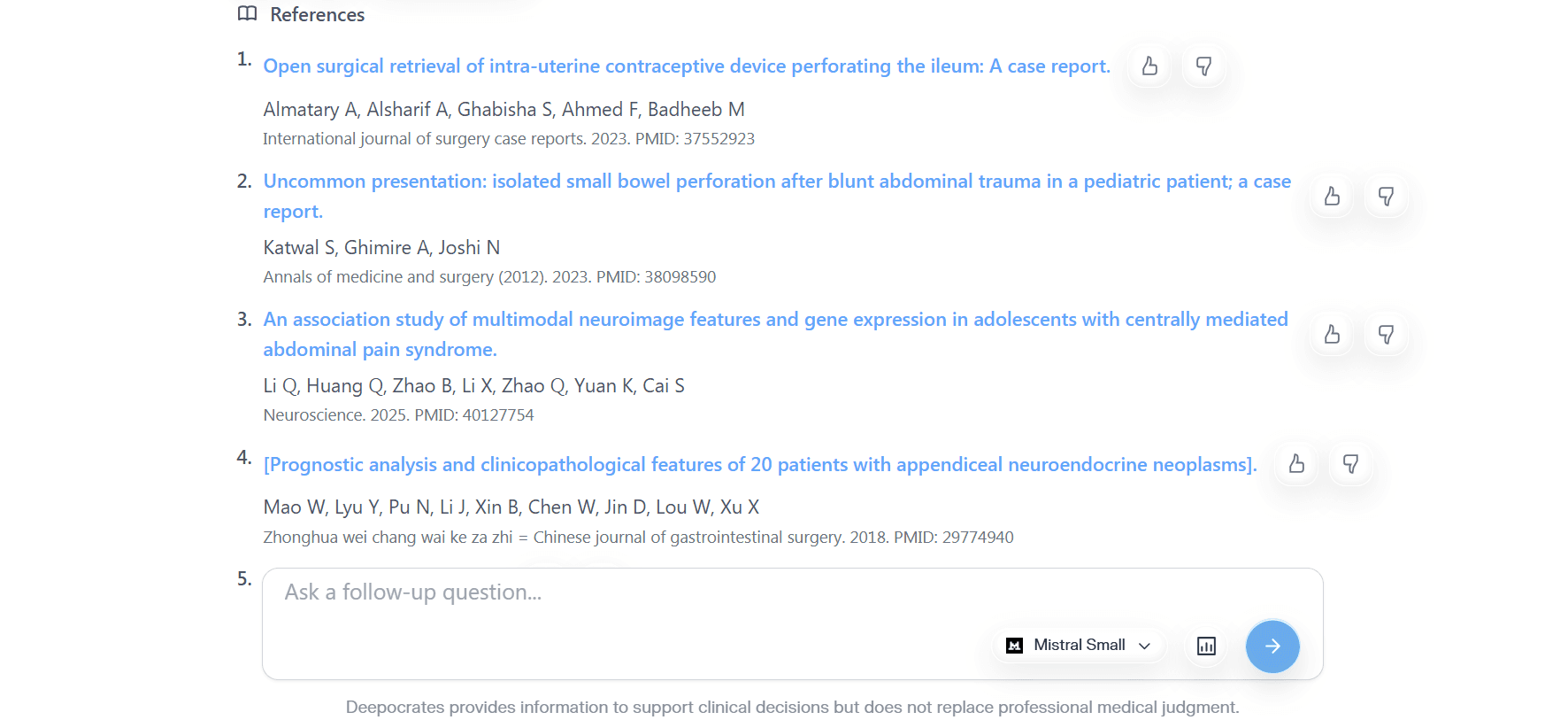Deepocrates papers and results screenshot
